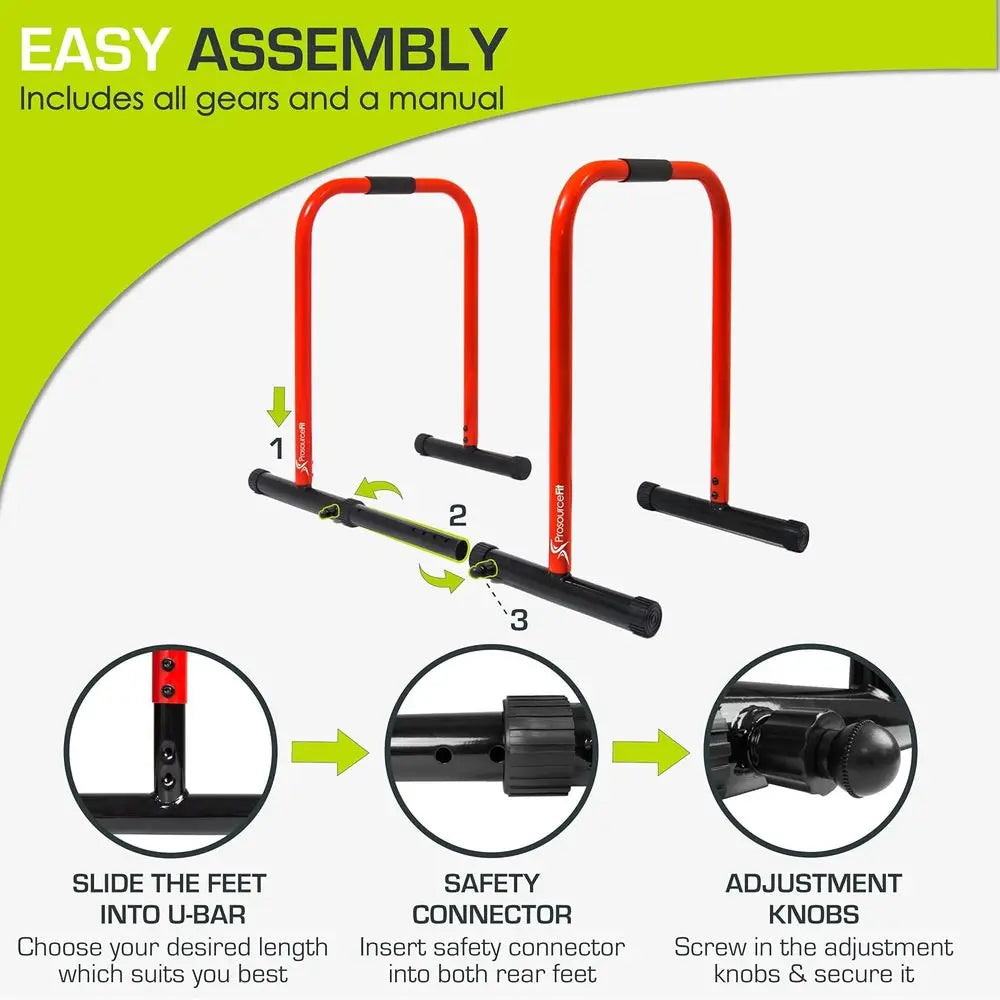 Dip Stand Station, Heavy Duty Ultimate Body Press Bar with Safety Connector for Tricep Dips