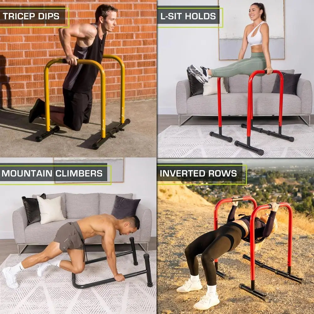 Dip Stand Station, Heavy Duty Ultimate Body Press Bar with Safety Connector for Tricep Dips