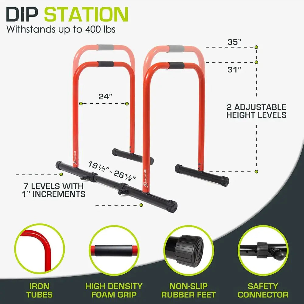 Dip Stand Station, Heavy Duty Ultimate Body Press Bar with Safety Connector for Tricep Dips